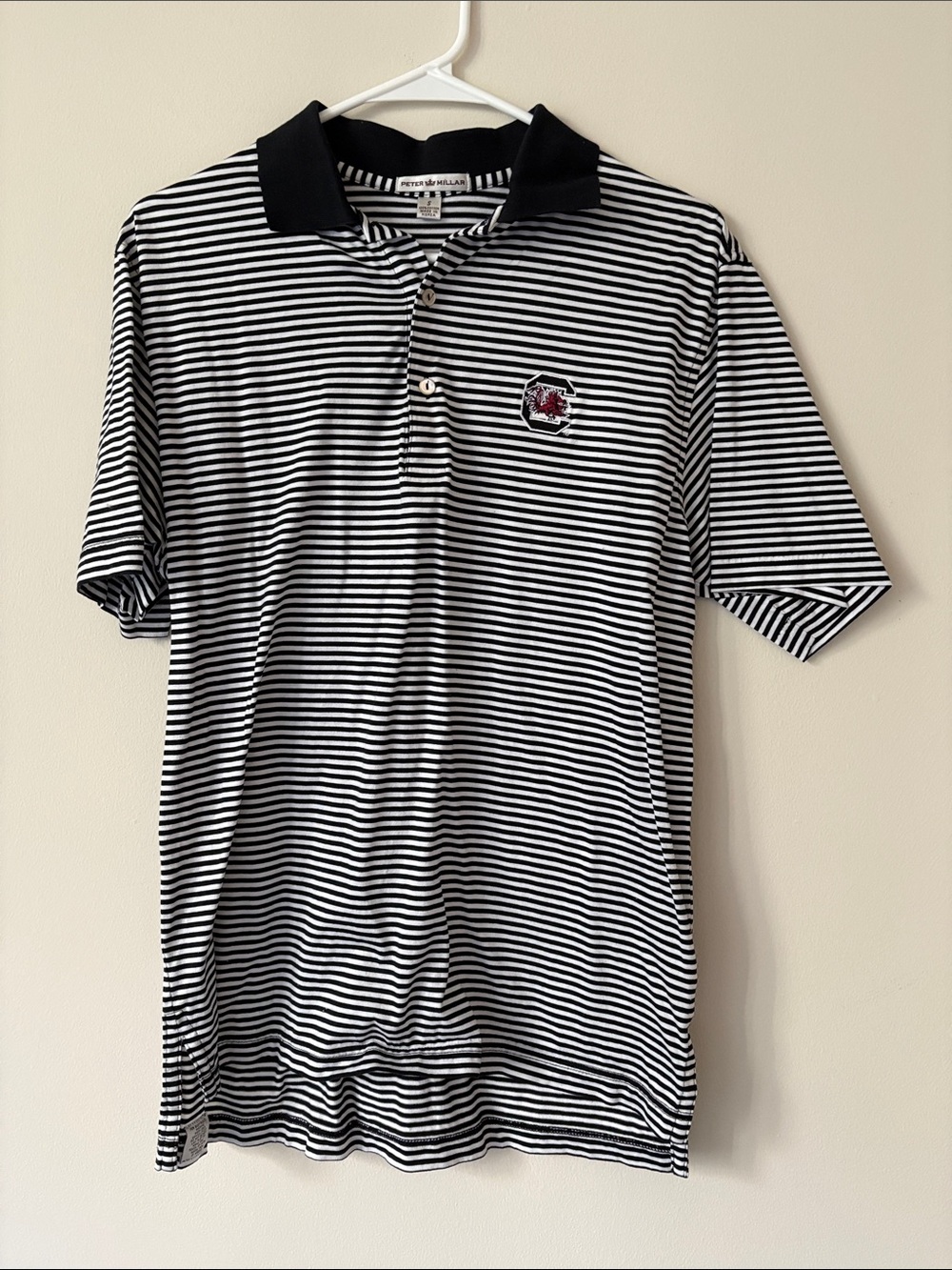 Peter Millar University of South Carolina Black & White Striped Polo